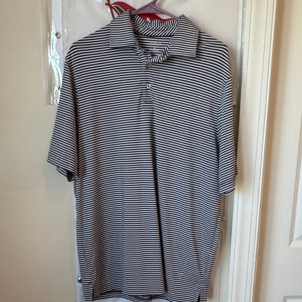 Daniel Cremieux Black and White Striped Polo Shirt